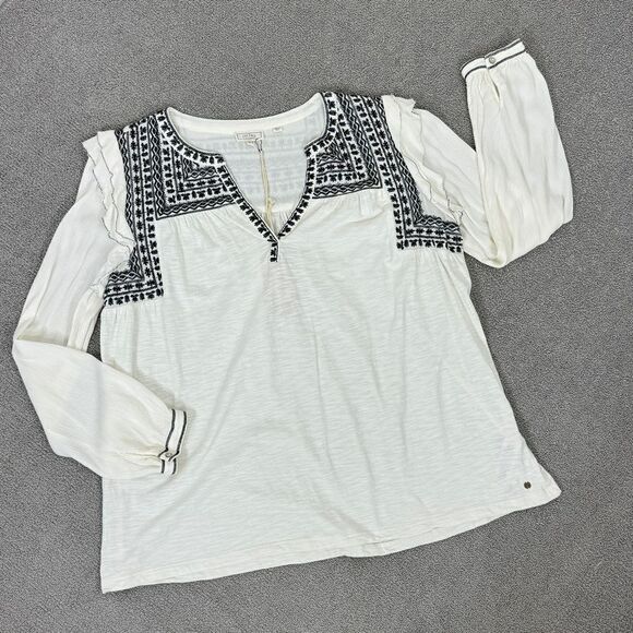 Fat Face Martha Embroidered Slub Knit Shirt Cream 12 Long Sleeve - Picture 13 of 13